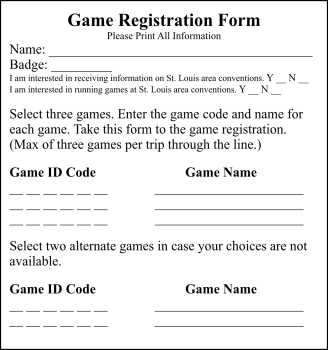 Game Registration form